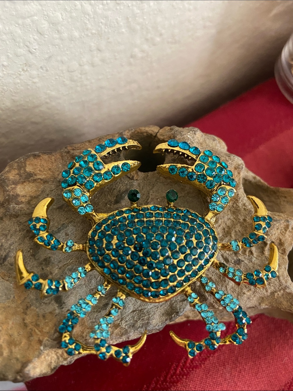 NEW Blue Rhinestoned Blue Crab Broach